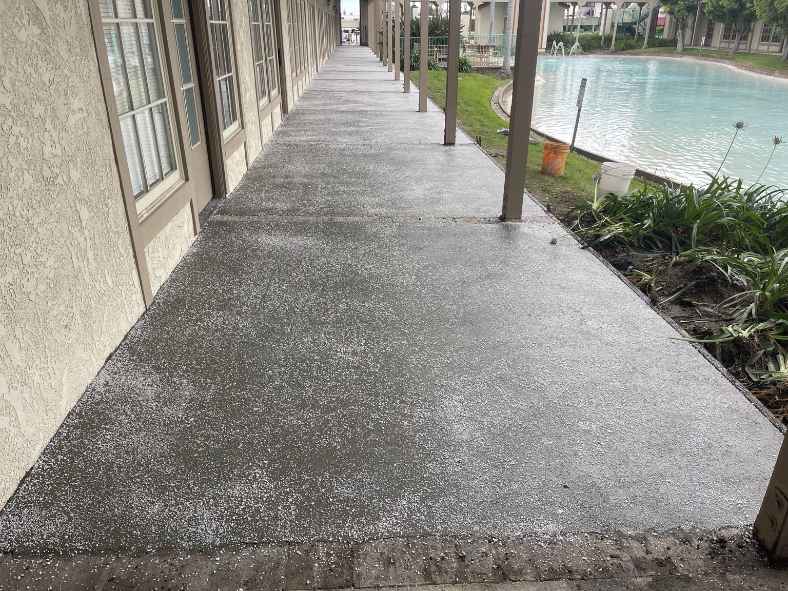 Commercial concrete walkway finished by RC Masonry in Orange County