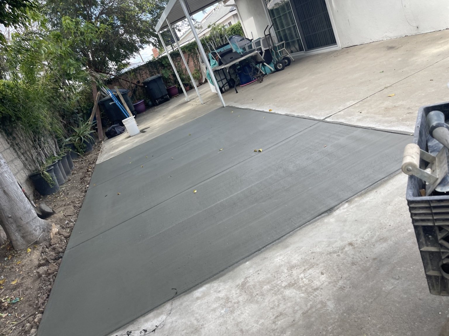 Fresh concrete slab and flatwork by RC Masonry in Orange County